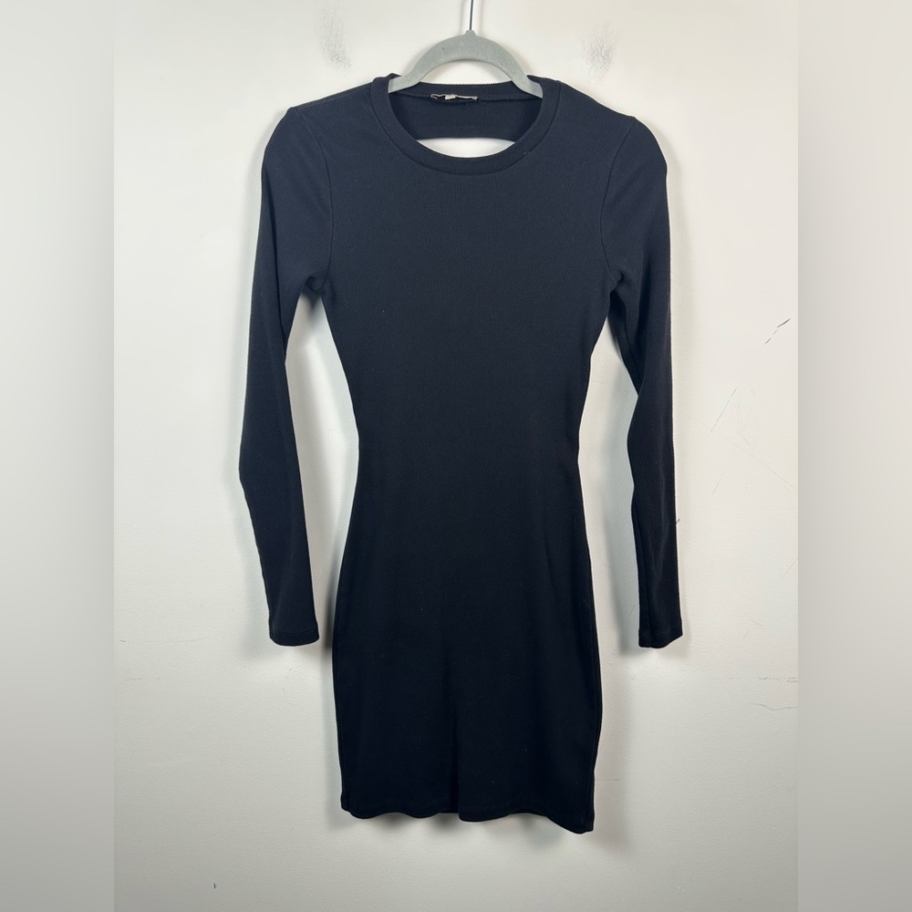 Bordeaux Bodycon‎ Dress Women Medium Black Excellent Cutout Back Long Sleeve